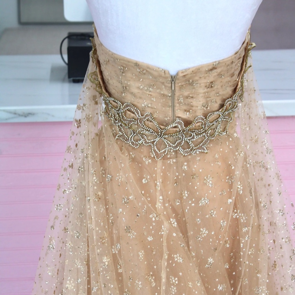 Tarik Ediz Gold Strapless Prom Dress - Picture 3 of 3